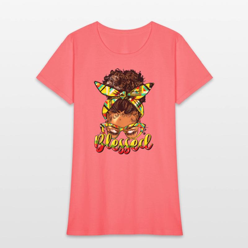 Black History Blessed Afro Black Women Messy Bun