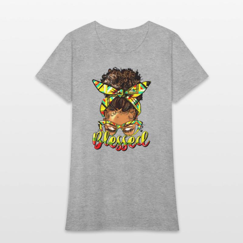 Black History Blessed Afro Black Women Messy Bun