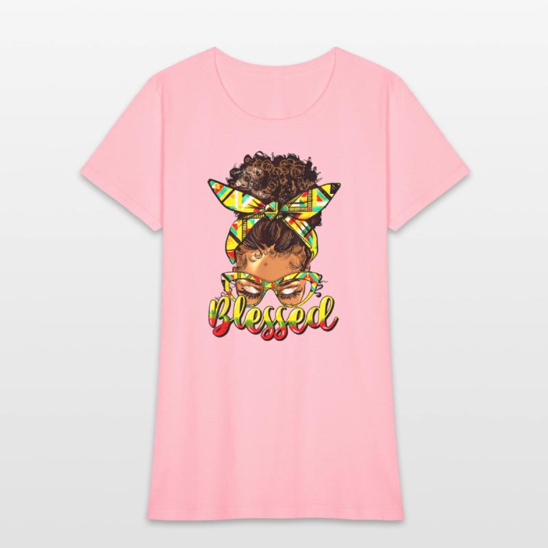 Black History Blessed Afro Black Women Messy Bun