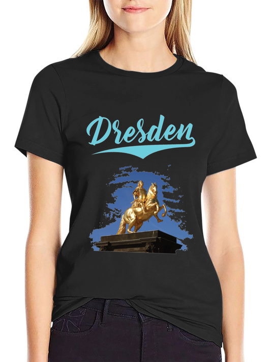Dresden Statue Graphic Tee - Stylish Black T-Shirt