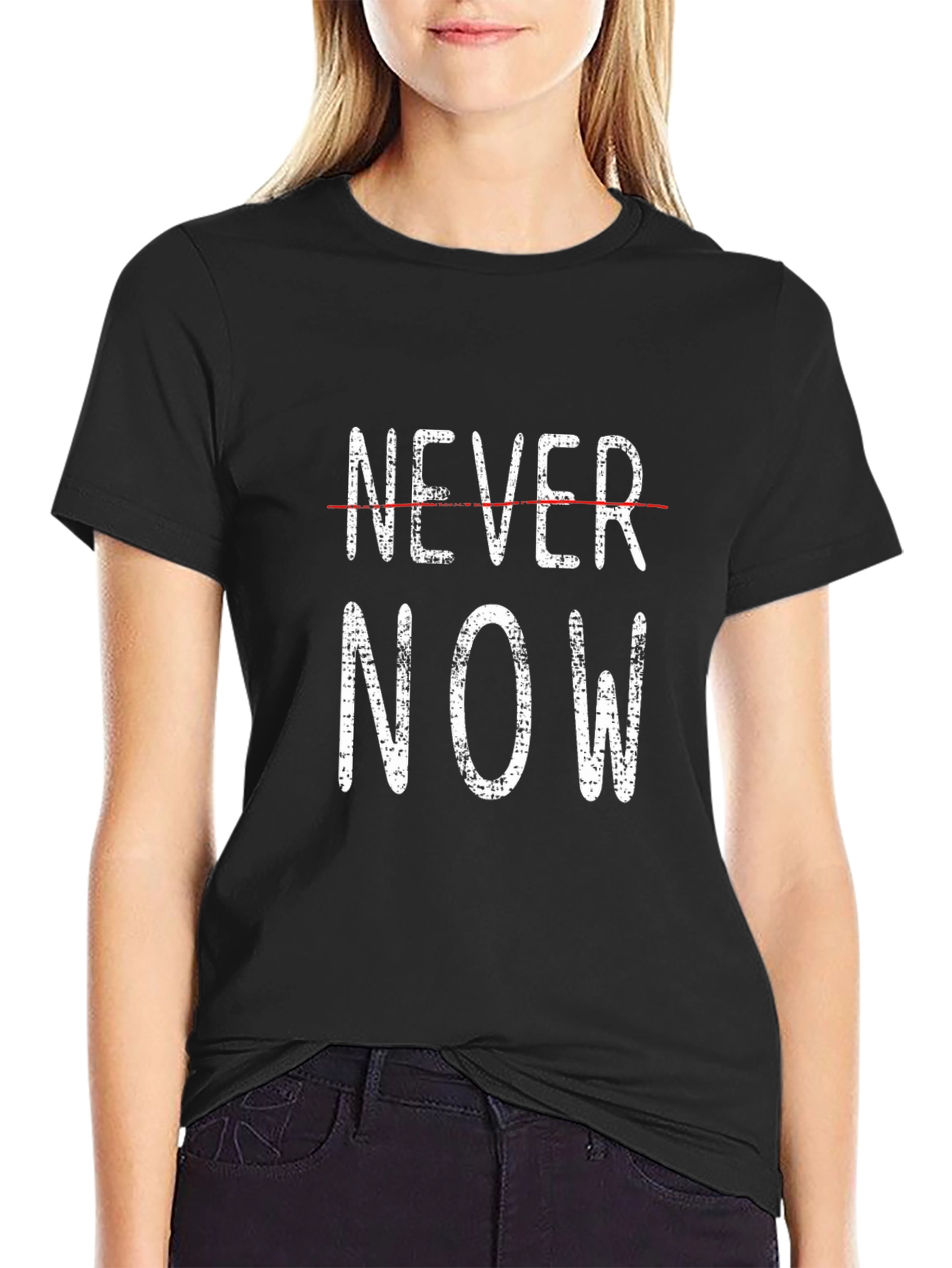 Never Now Graphic T-Shirt - Black Casual Tee