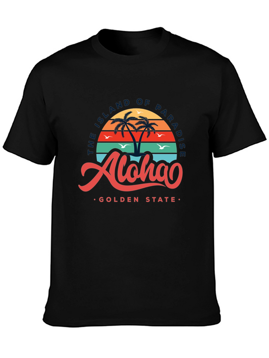 Alohao Golden State Mens Black Graphic Tee