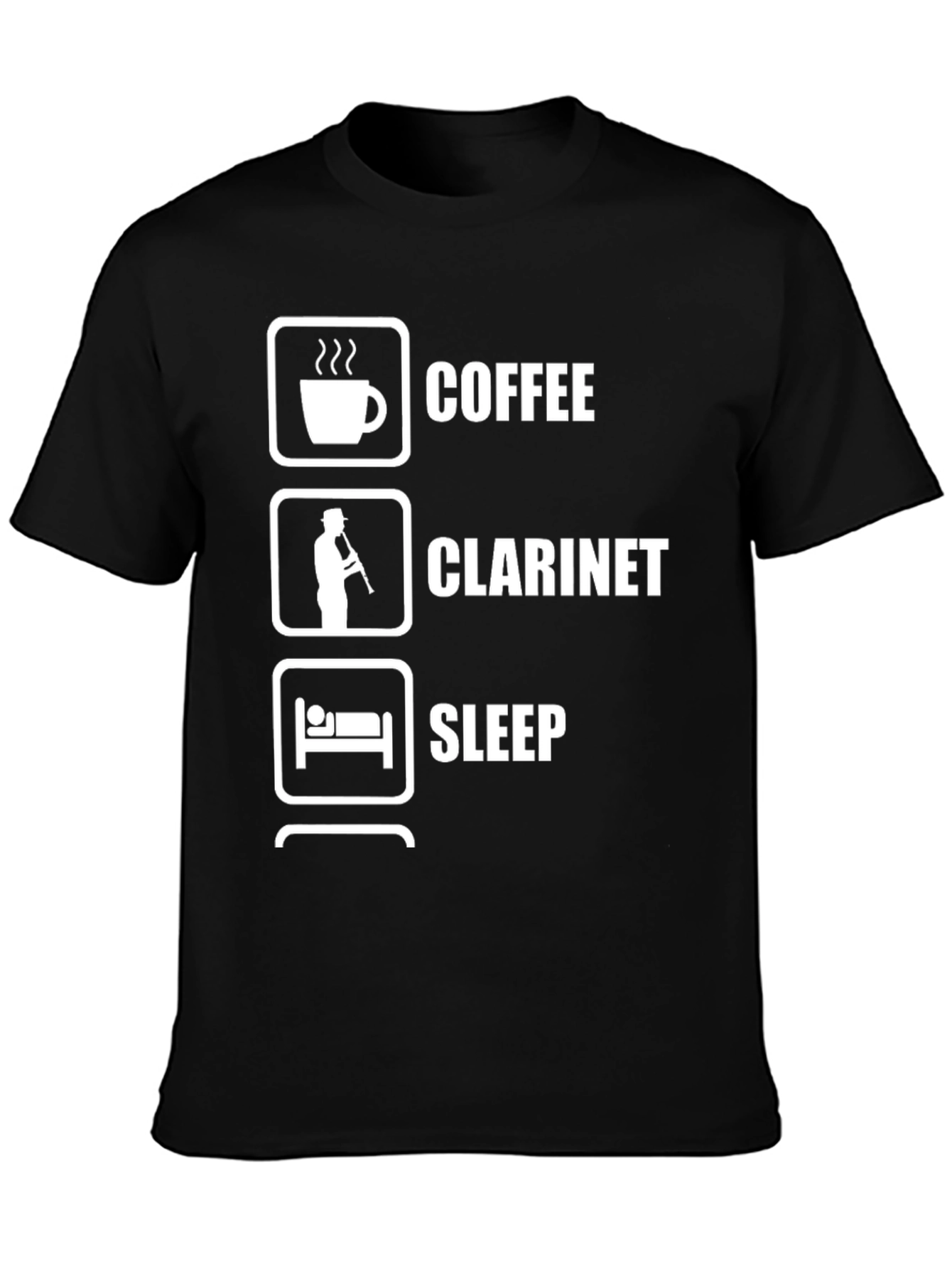 Coffee Clarinet Sleep Black Graphic T-Shirt