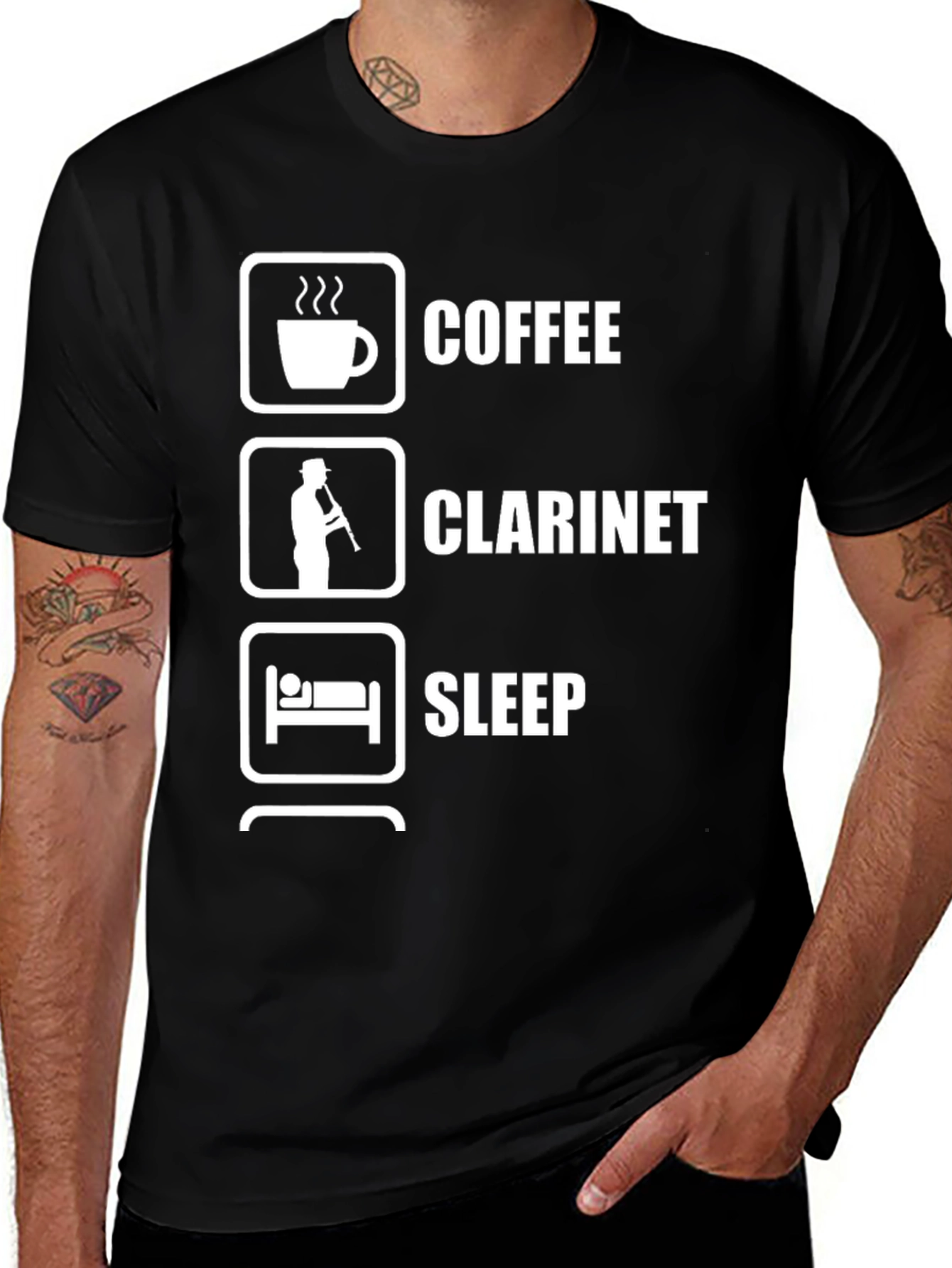 Coffee Clarinet Sleep Black Graphic T-Shirt