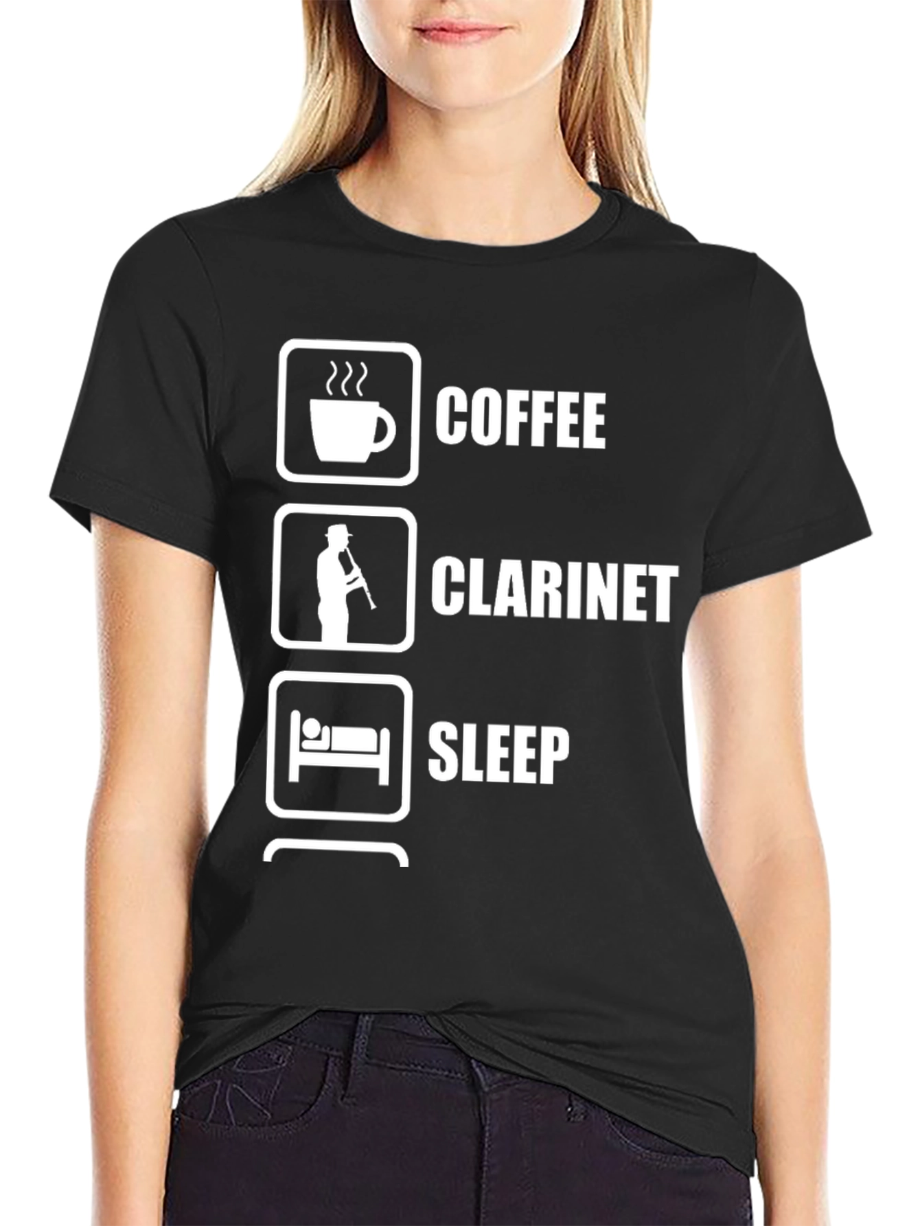 Coffee Clarinet Sleep Black Graphic T-Shirt