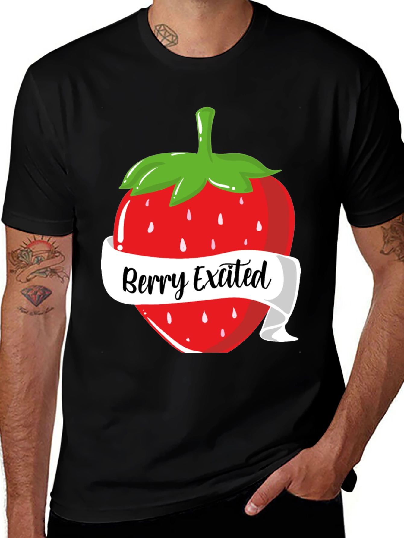 Berry Excited T-Shirt: Fun Strawberry Design