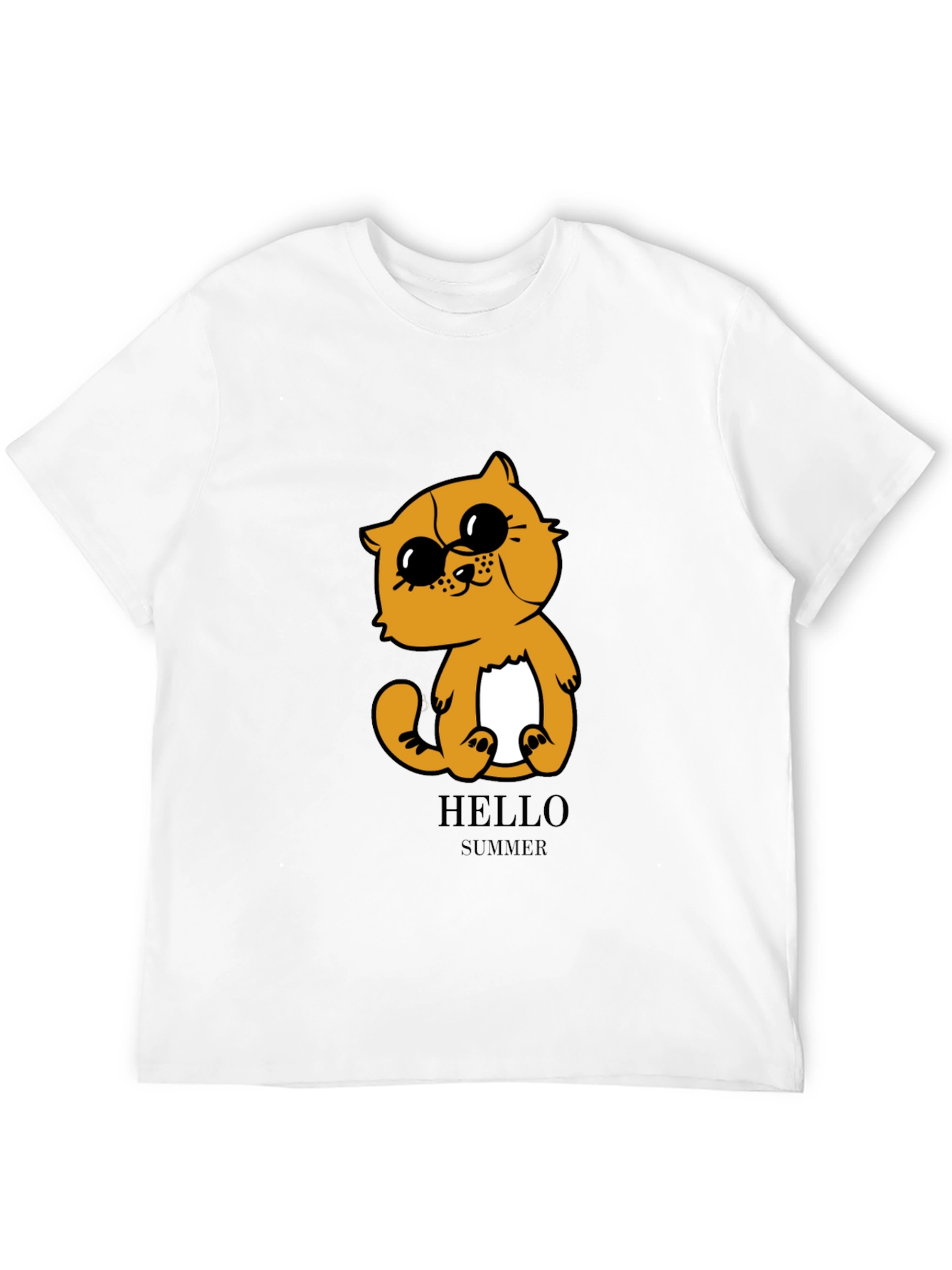 Cute Cartoon Cat T-Shirt - Hello Summer Style