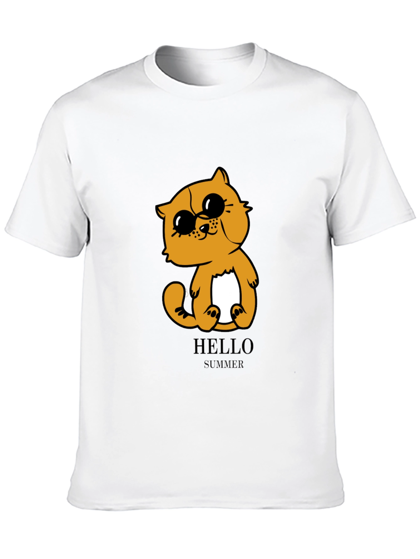 Cute Cartoon Cat T-Shirt - Hello Summer Style