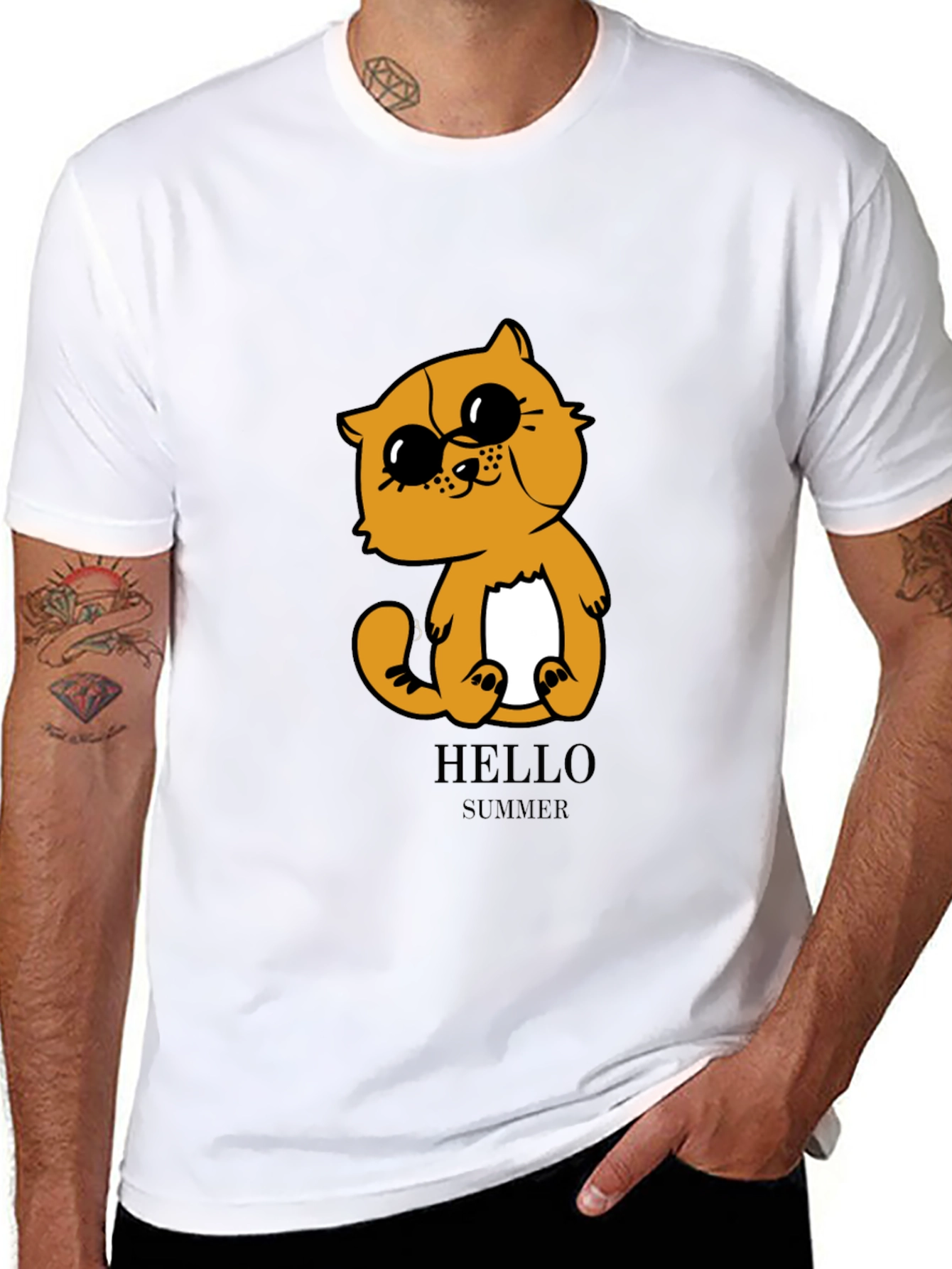 Cute Cartoon Cat T-Shirt - Hello Summer Style