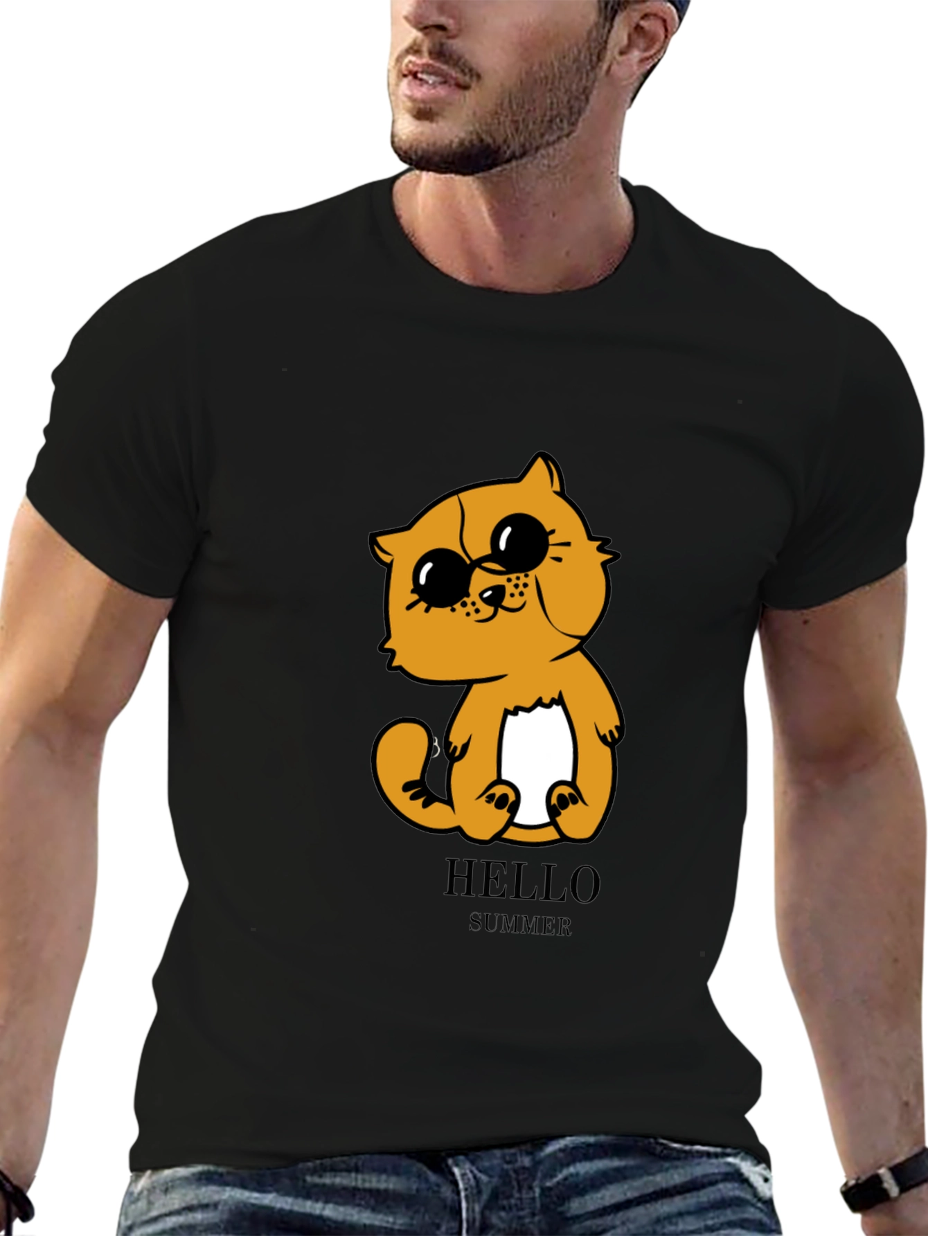 Cute Cartoon Cat T-Shirt - Hello Summer Style