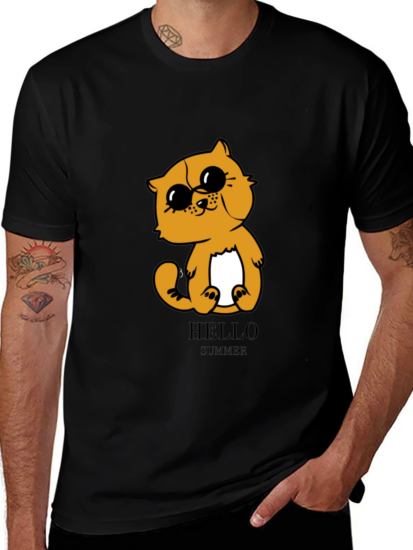 Cute Cartoon Cat T-Shirt - Hello Summer Style
