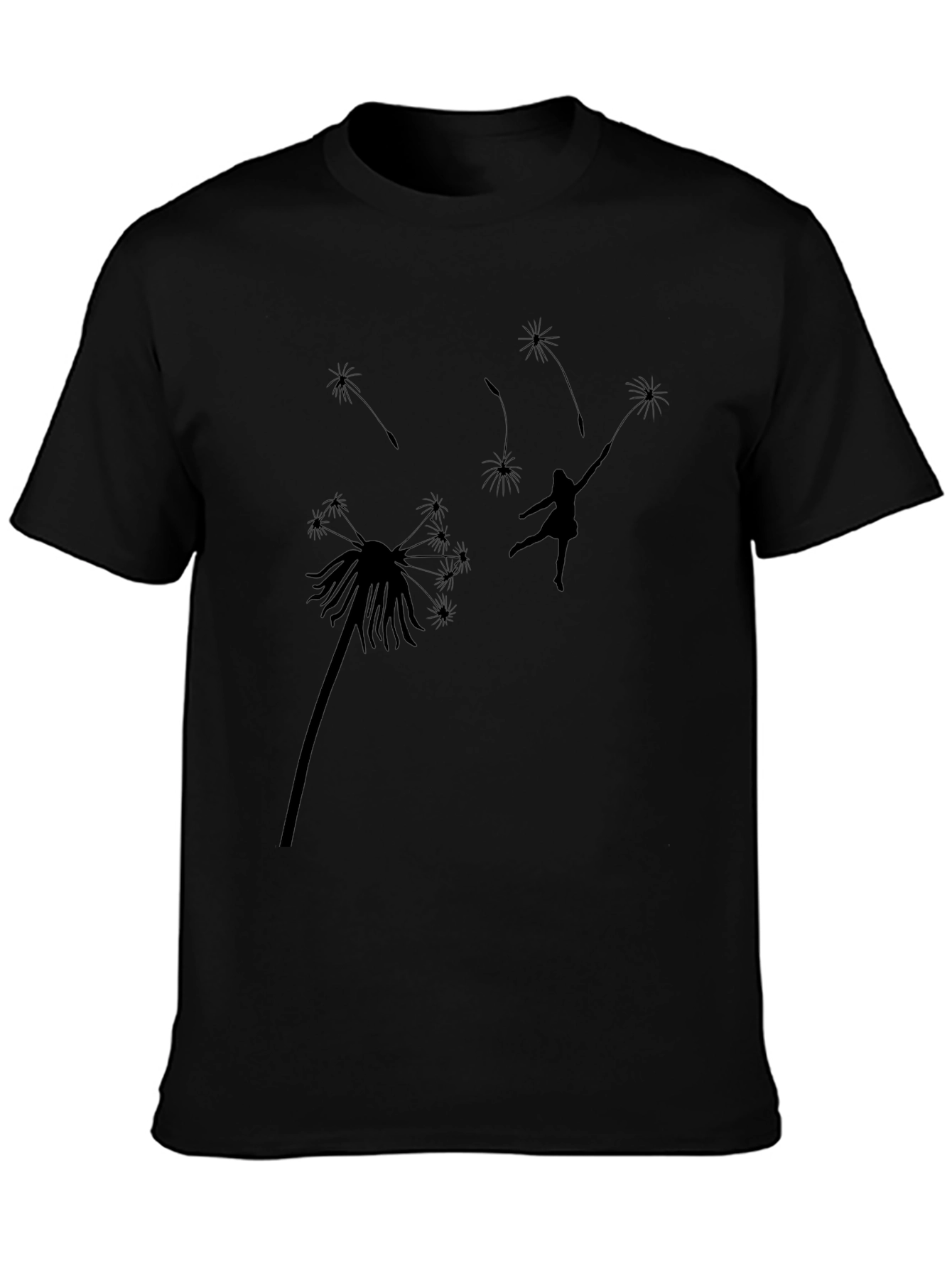 Dandelion Wish Graphic Tee - Black Cotton T-Shirt