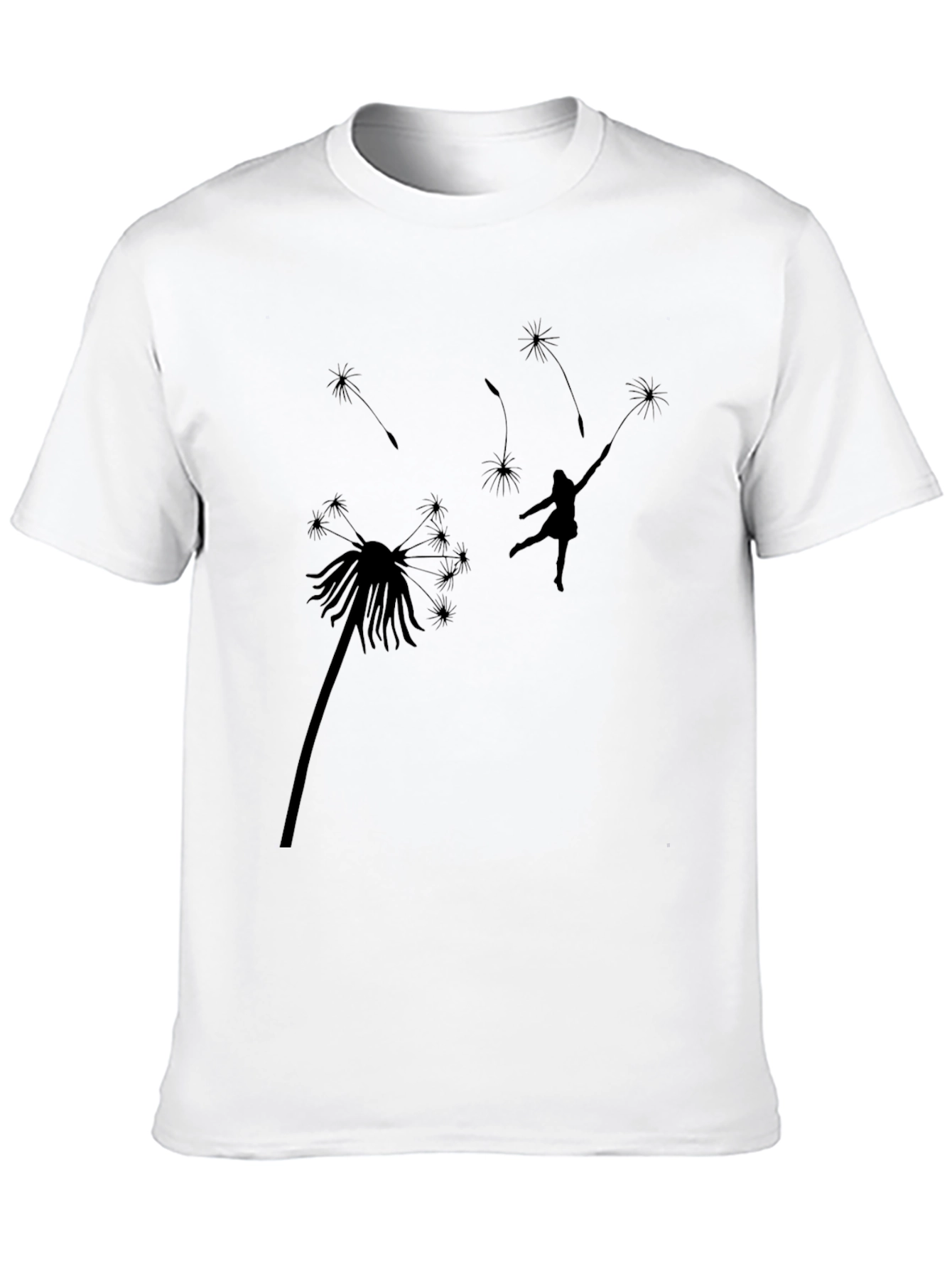 Dandelion Wish Graphic Tee - Black Cotton T-Shirt