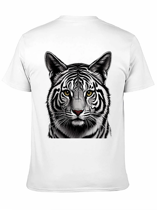 Striking White Tiger Graphic Tee - Black