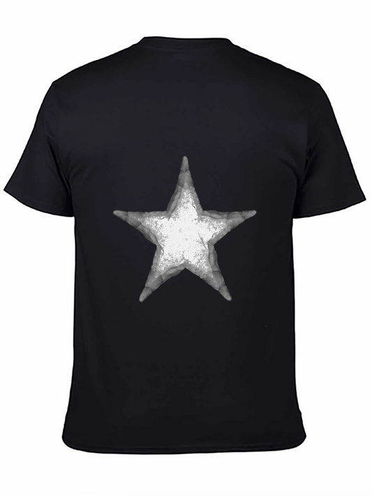 Distressed Star Graphic Tee - Casual Black T-Shirt