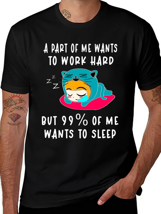 Funny Sleepy Graphic Tee - Work Hard vs. Sleep