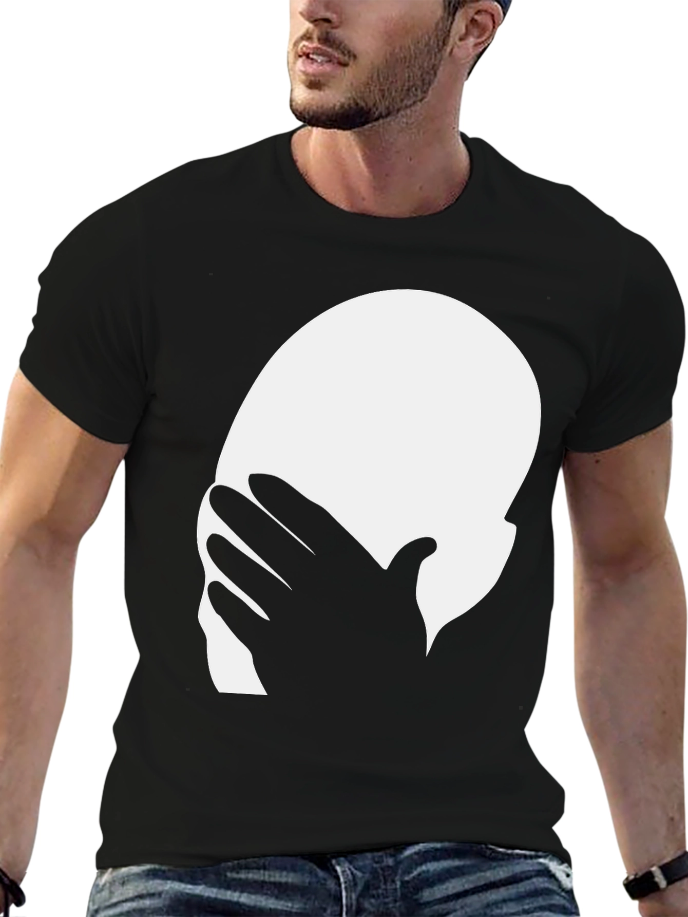 Face Palm Graphic Tee - Black Cotton T-Shirt
