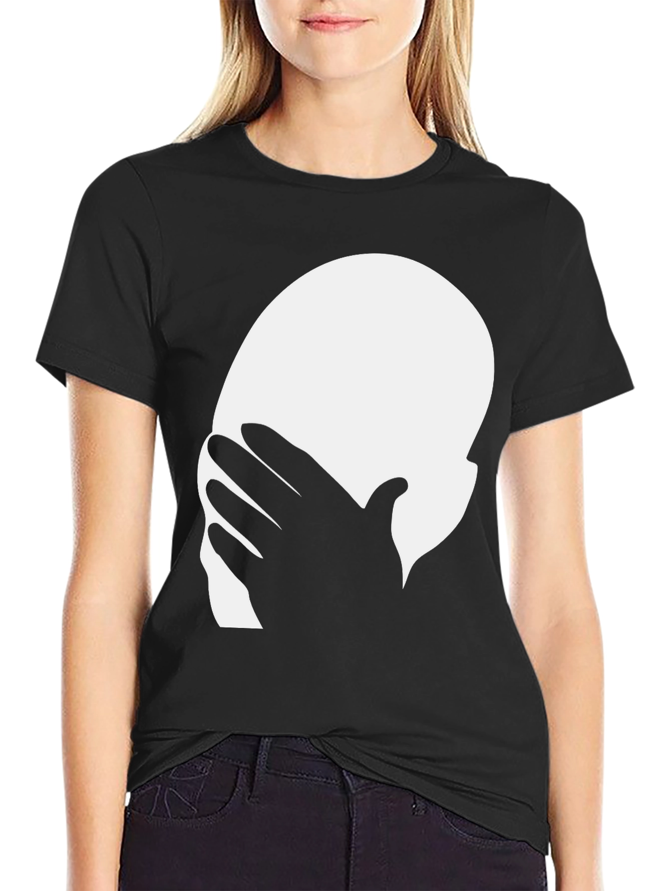 Face Palm Graphic Tee - Black Cotton T-Shirt