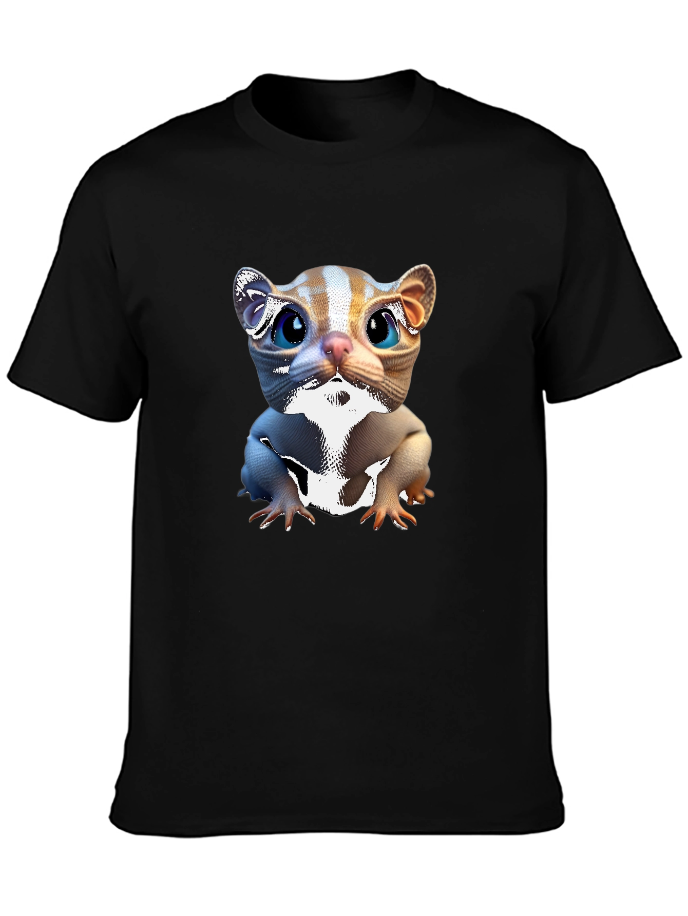 Cute Cartoon Cat Black T-Shirt