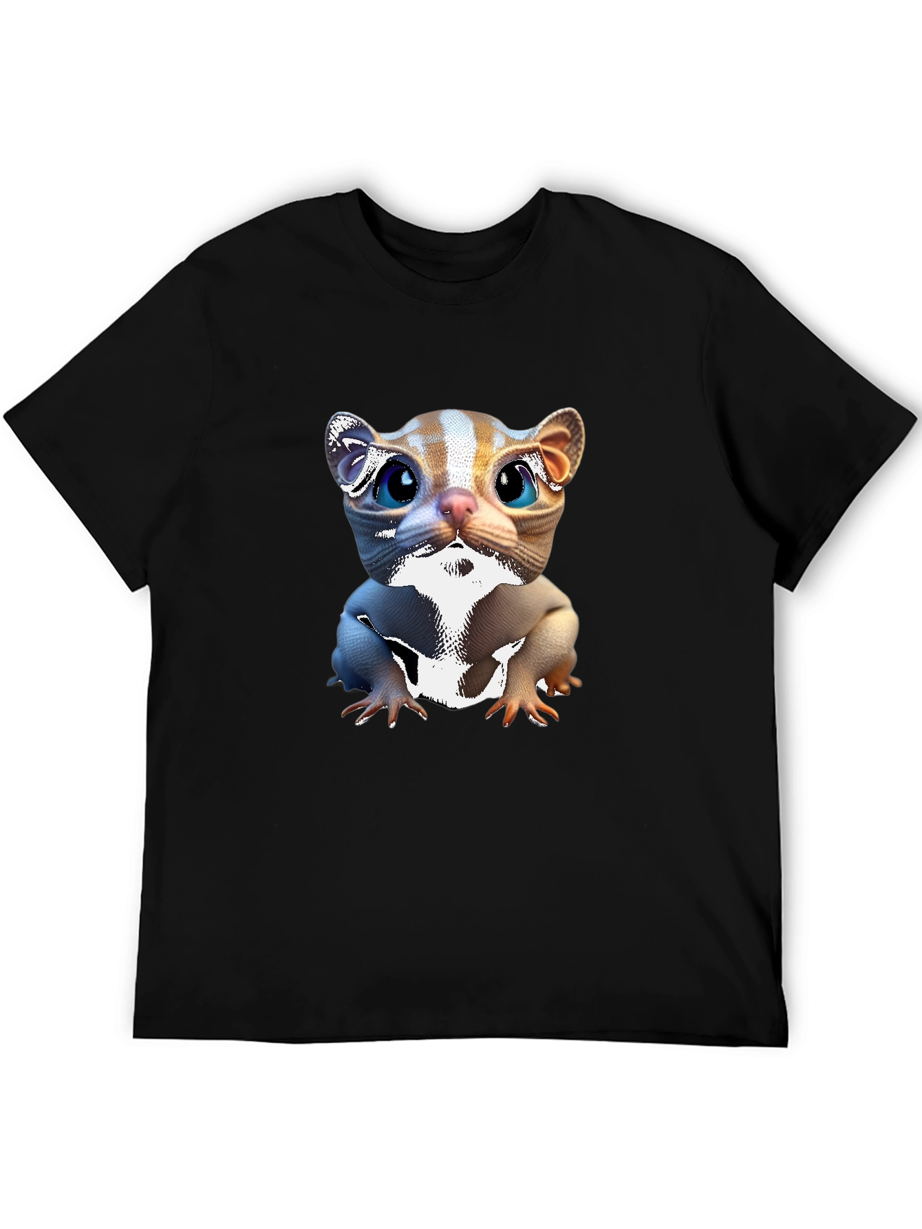 Cute Cartoon Cat Black T-Shirt