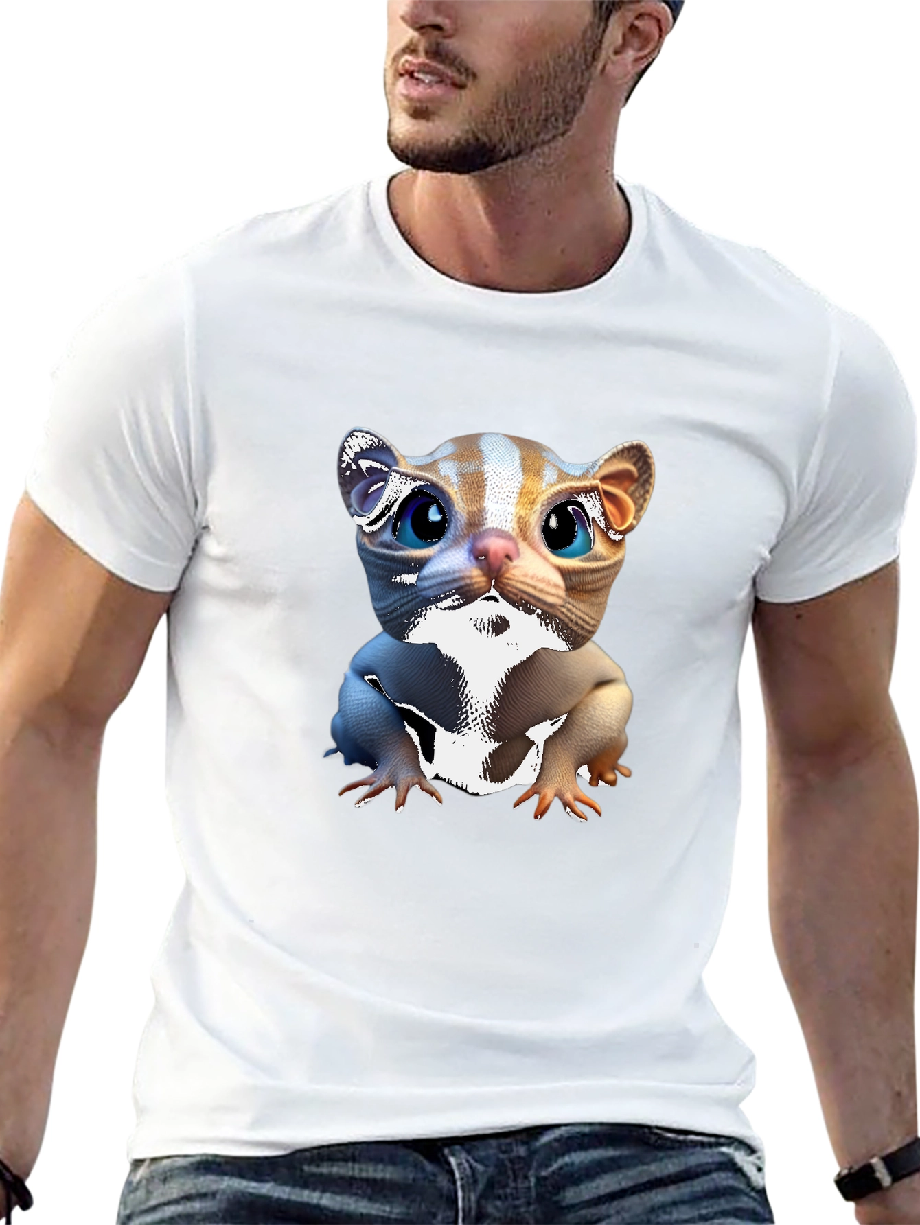 Cute Cartoon Cat Black T-Shirt