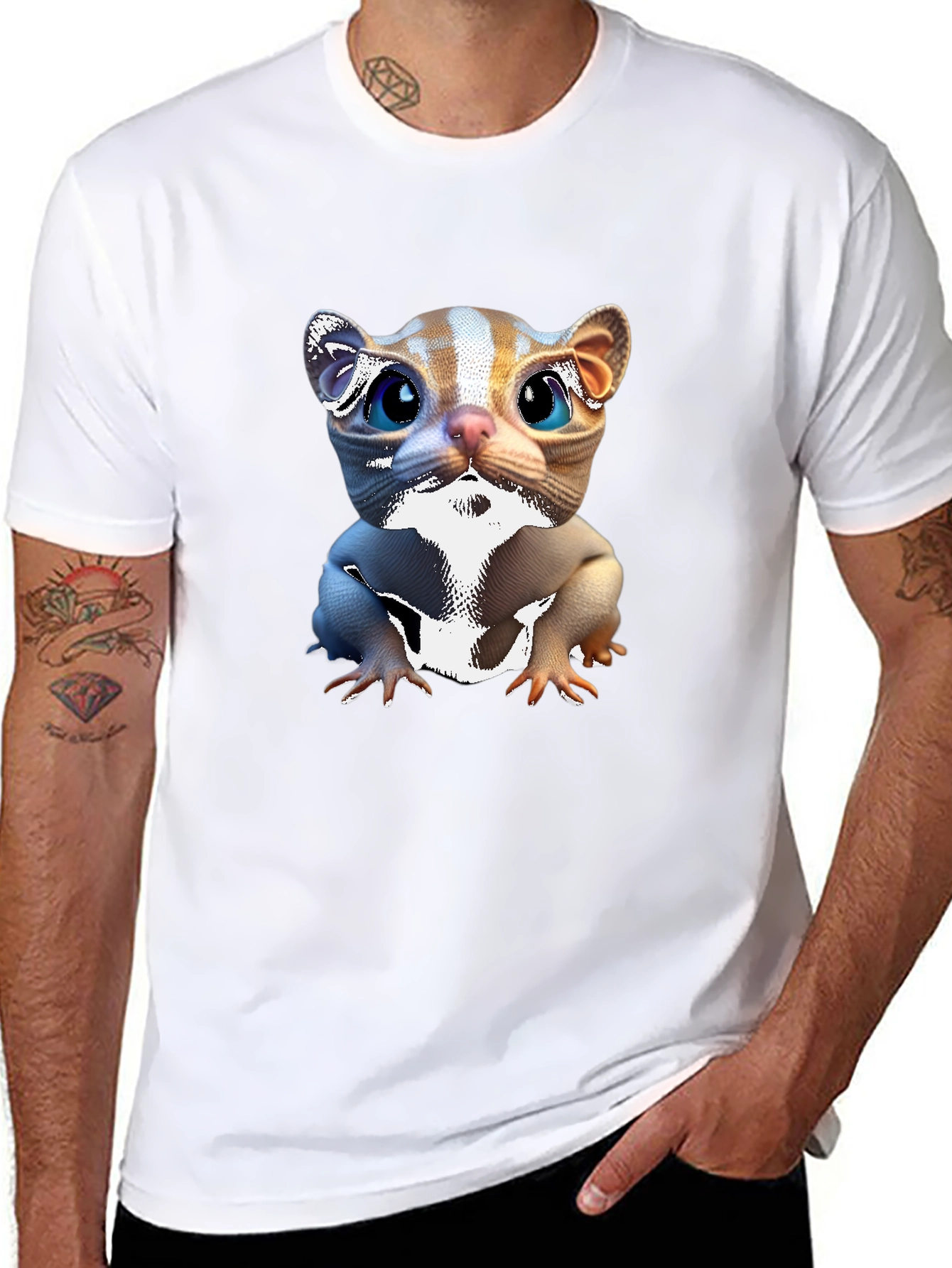 Cute Cartoon Cat Black T-Shirt