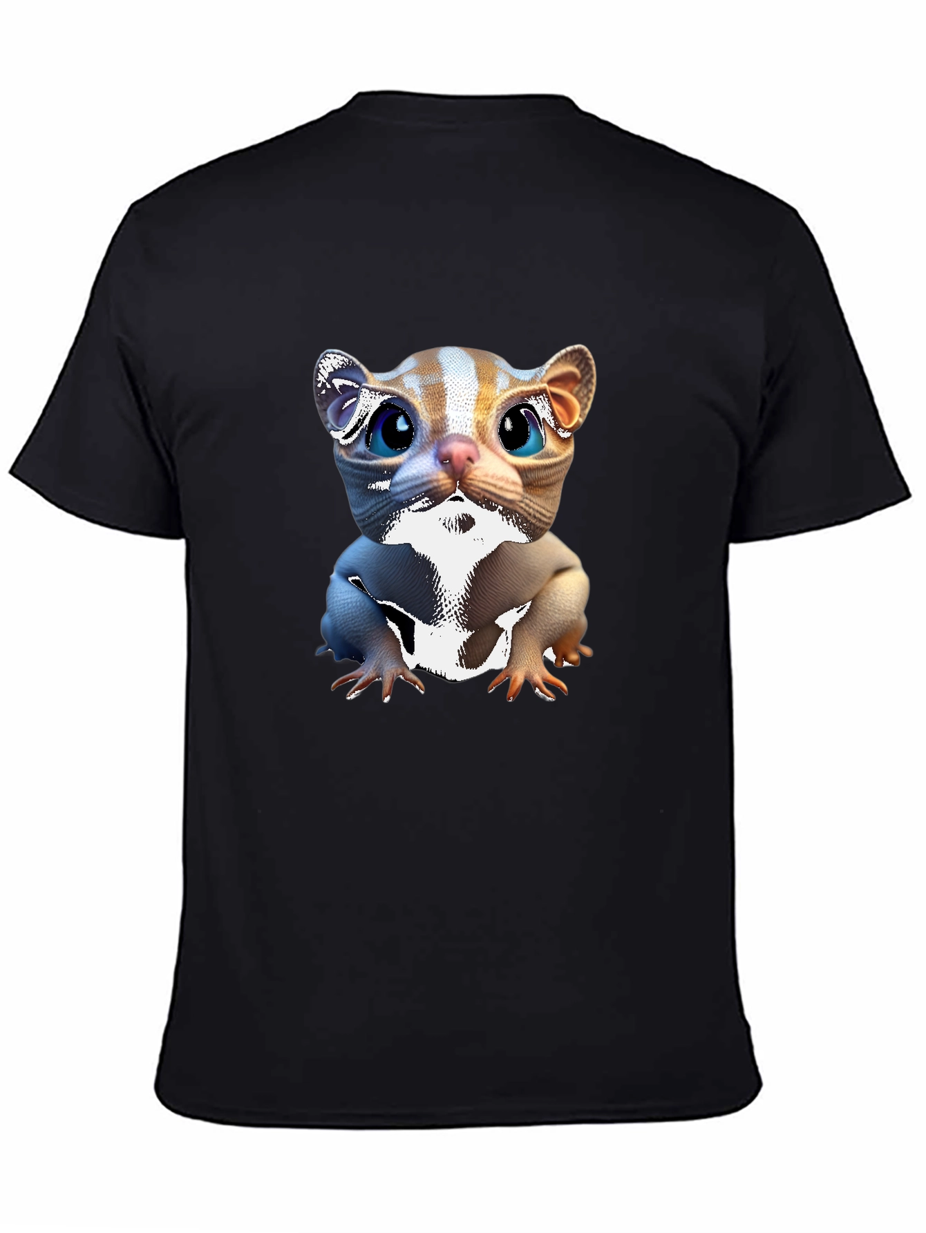 Cute Cartoon Cat Black T-Shirt