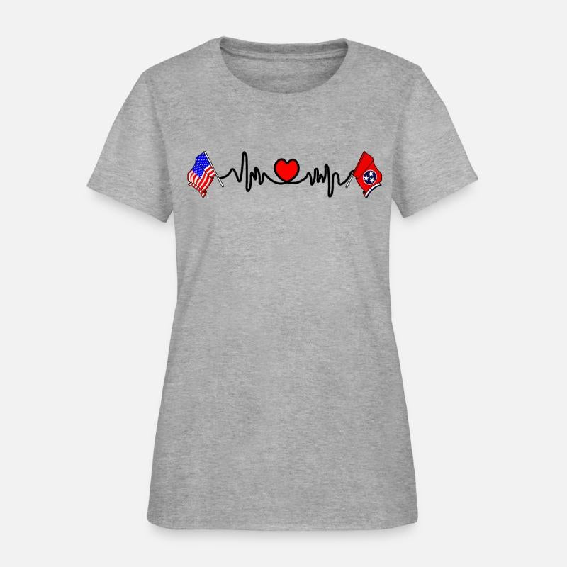Cardio heart with Flag USA and flag Tennessee