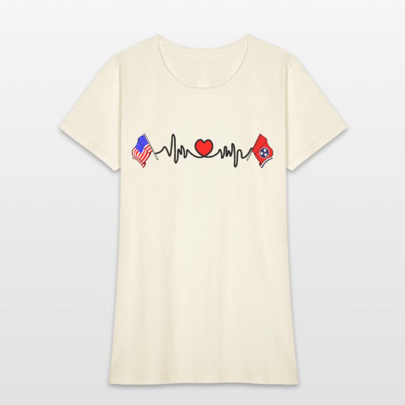 Cardio heart with Flag USA and flag Tennessee