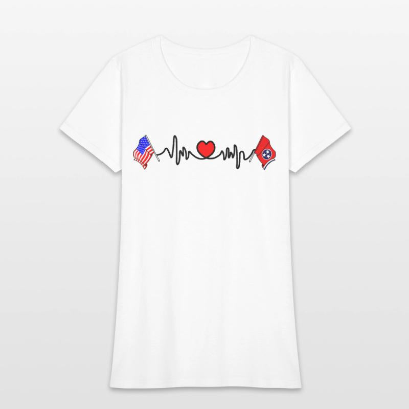 Cardio heart with Flag USA and flag Tennessee