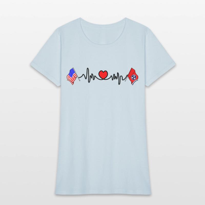Cardio heart with Flag USA and flag Tennessee