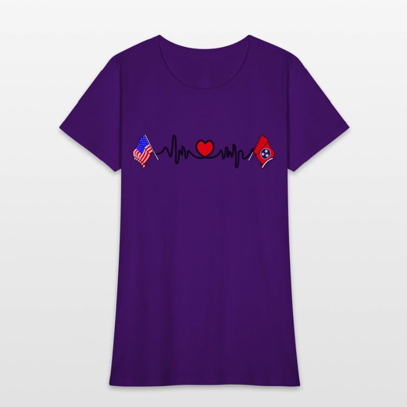Cardio heart with Flag USA and flag Tennessee