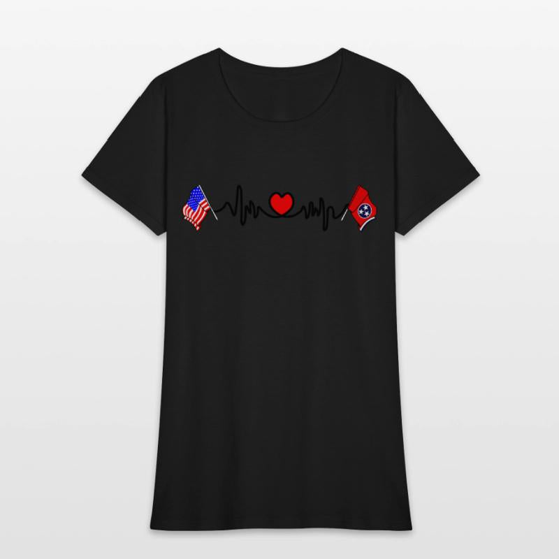 Cardio heart with Flag USA and flag Tennessee