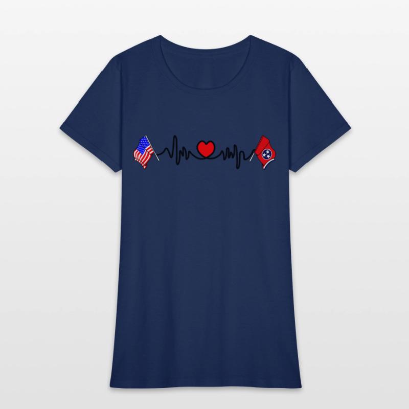 Cardio heart with Flag USA and flag Tennessee