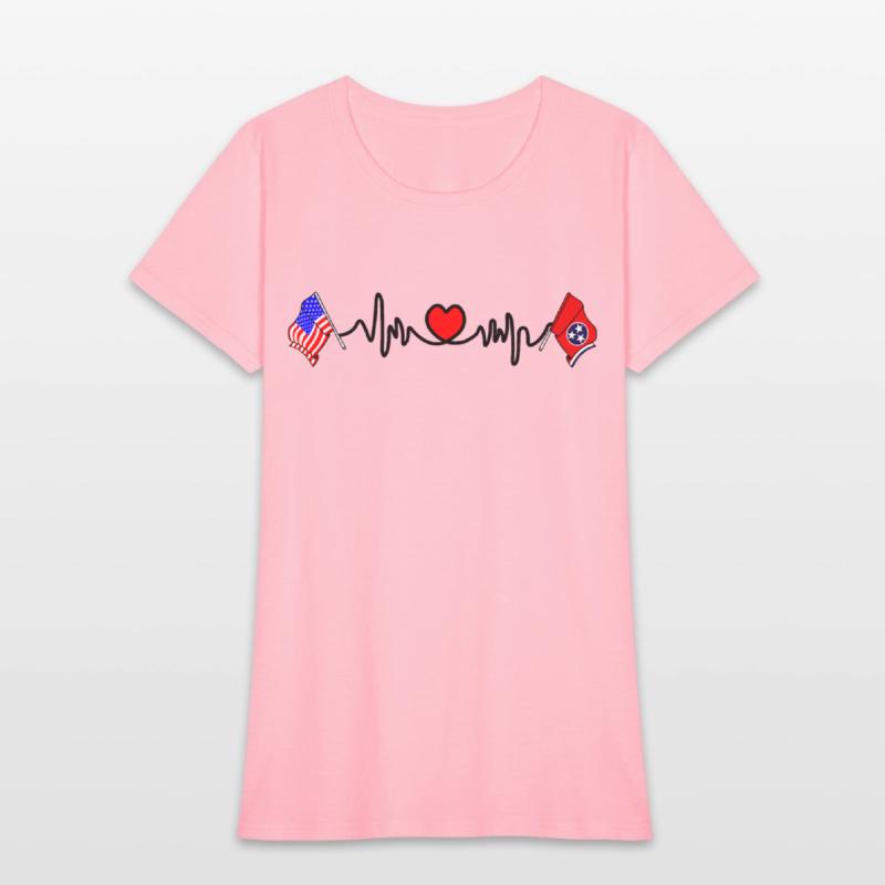 Cardio heart with Flag USA and flag Tennessee