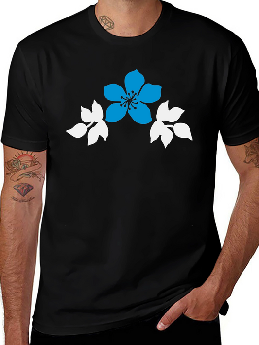 Floral Graphic Print Black Casual T-Shirt