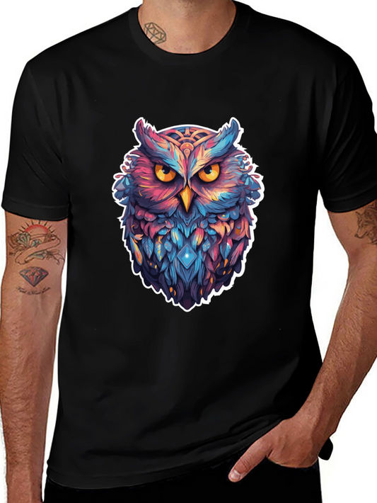 Mystic Owl Graphic Tee - Black Cotton Blend