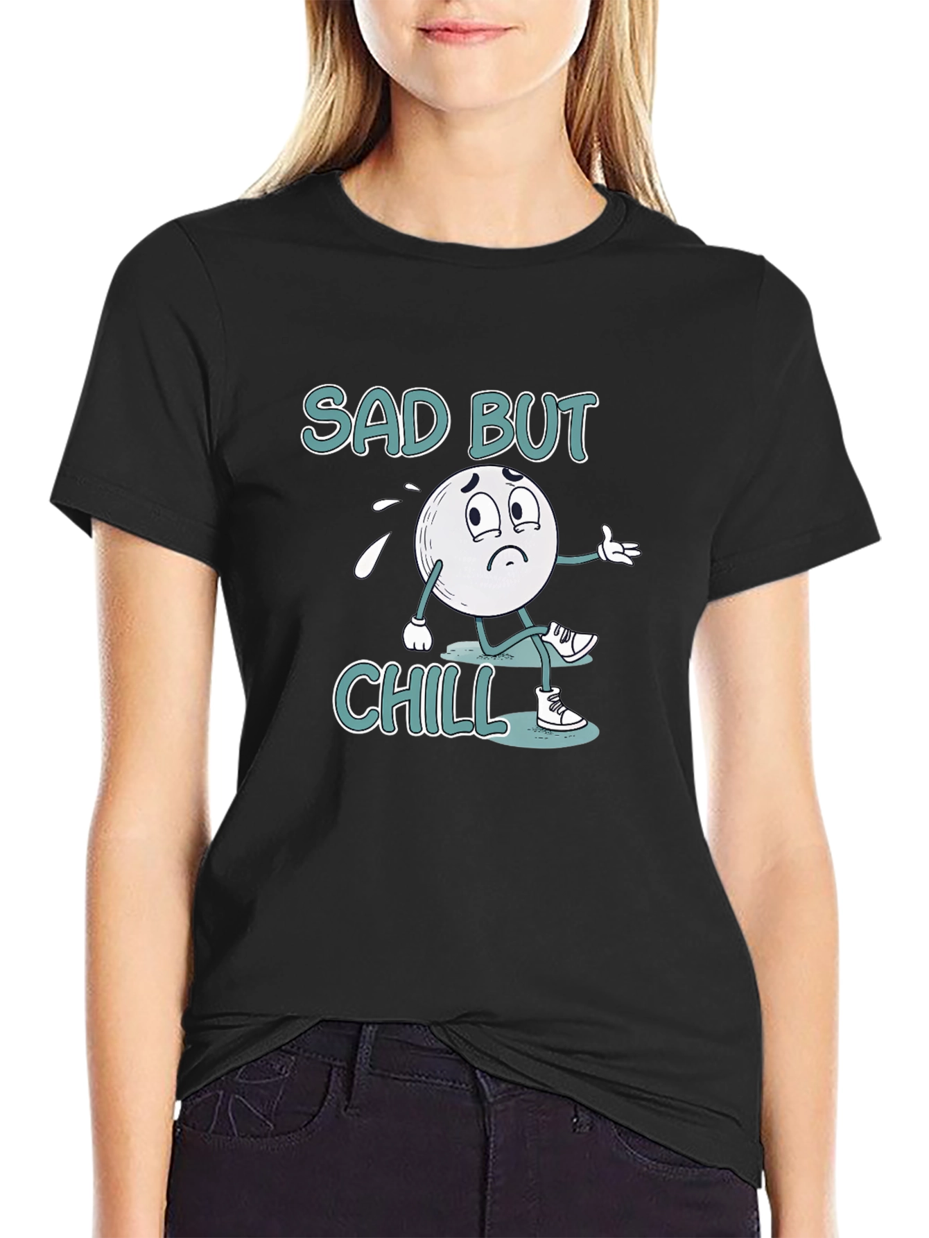 Sad But Chill Graphic Tee - Black T-Shirt