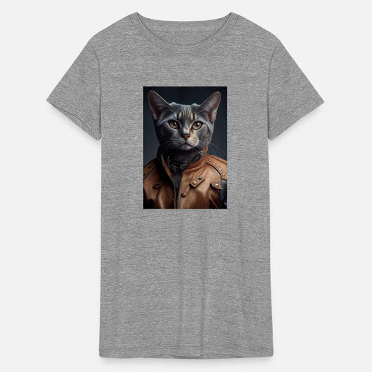 Chartreux wears a leather jacket Cat Breed Portrai