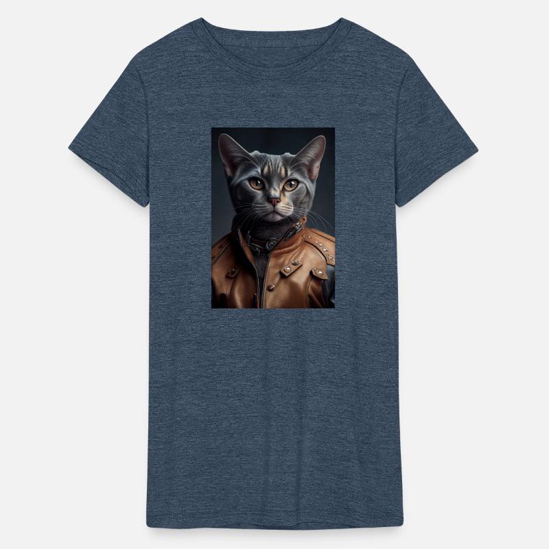 Chartreux wears a leather jacket Cat Breed Portrai