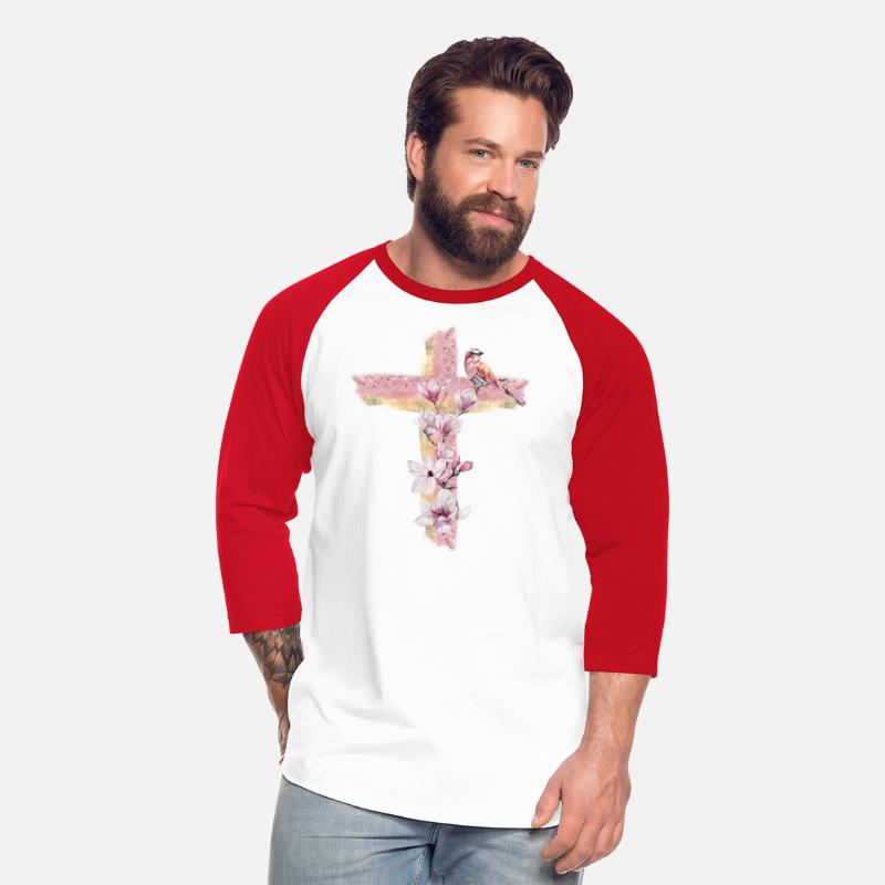 Christian cross with pink magnolias