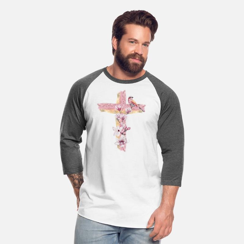 Christian cross with pink magnolias