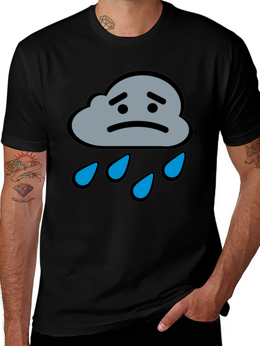 Sad Cloud T-Shirt - Rainy Day Blues Black Tee