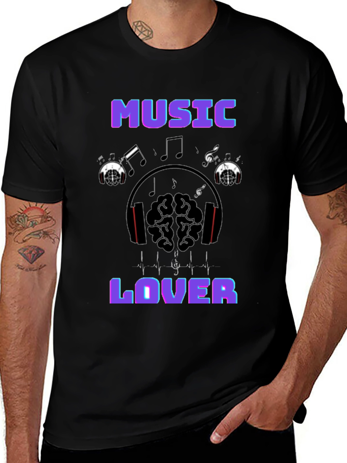 Music Lover Graphic T-Shirt - Black