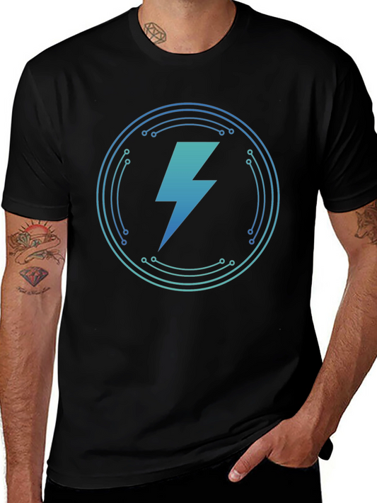 Electric Bolt Graphic T-Shirt - Stylish Black Tee