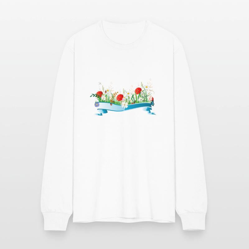 colorful spring meadow with flowers and insects