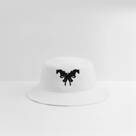 cowboy saddled horses jumping duo