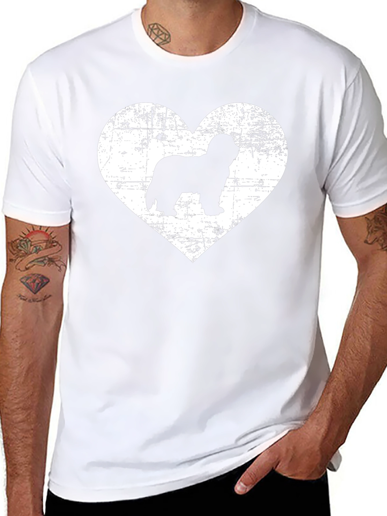 Dog Lover T-Shirt - Heart Silhouette Design
