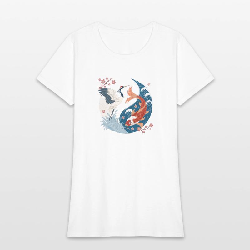 Crane and Koi Yin Yang – Japanese Harmony