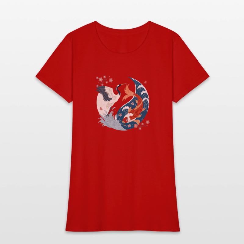 Crane and Koi Yin Yang – Japanese Harmony